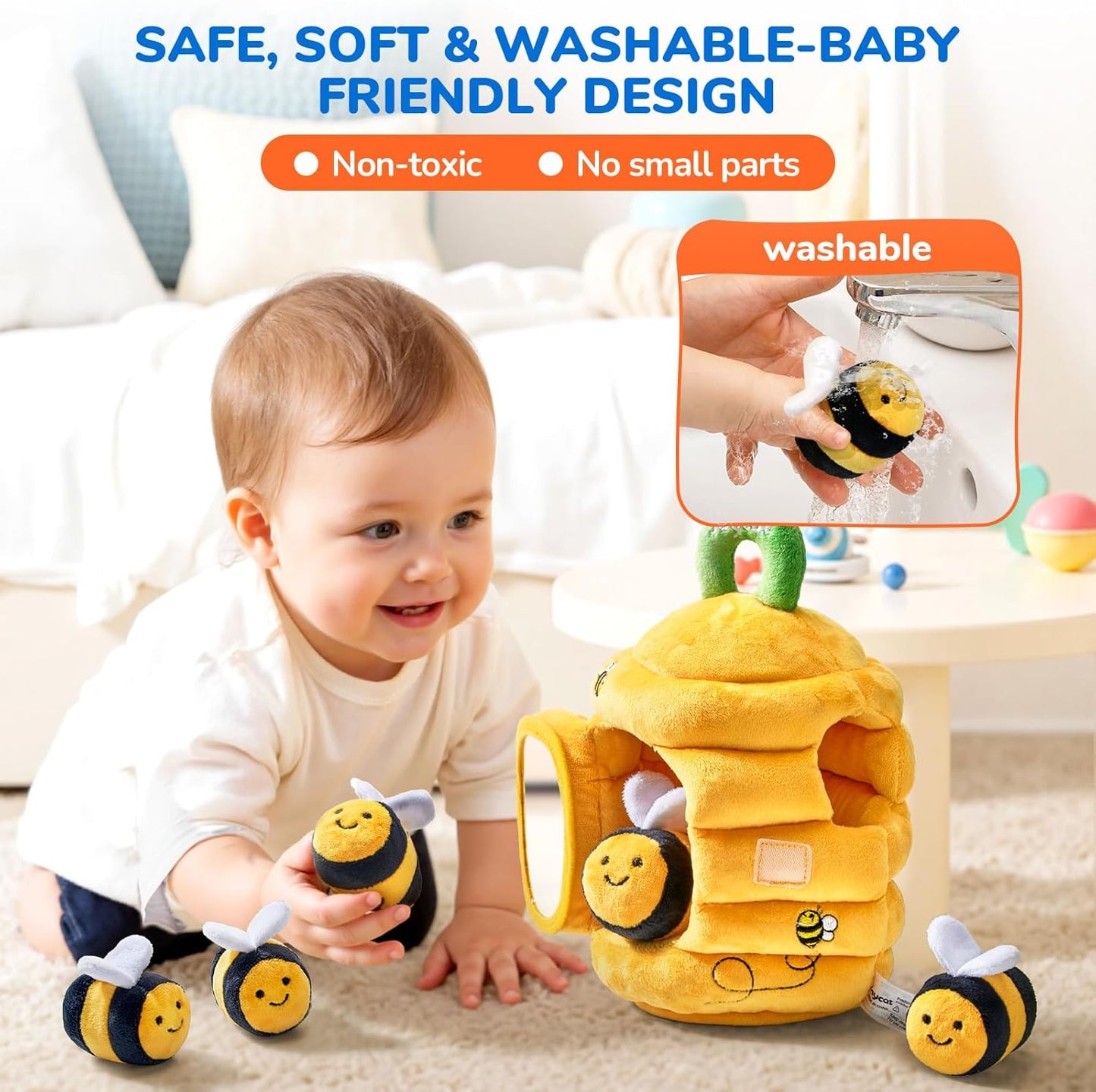 Baby Soft Collection - Interactive Sensory Beehive with 5 Adorable Bees