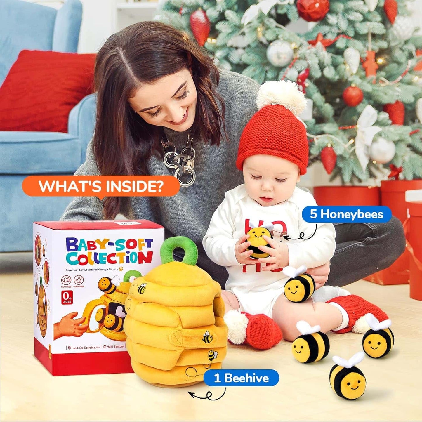 Baby Soft Collection - Interactive Sensory Beehive with 5 Adorable Bees