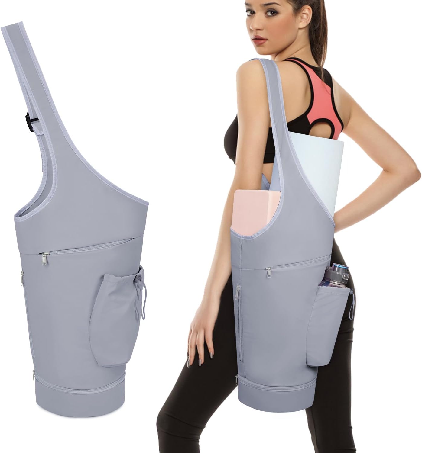 Yoga Mat Bag – Long Design with Waterproof Pocket and Bottle Holder